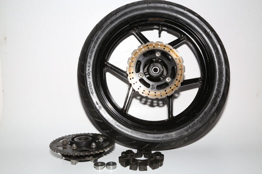 08-12 Kawasaki Ninja 250r Complete Rear Wheel Back Rim W Tire Hub Spacers OEM